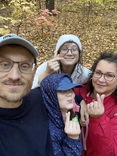 Family hike in autumn